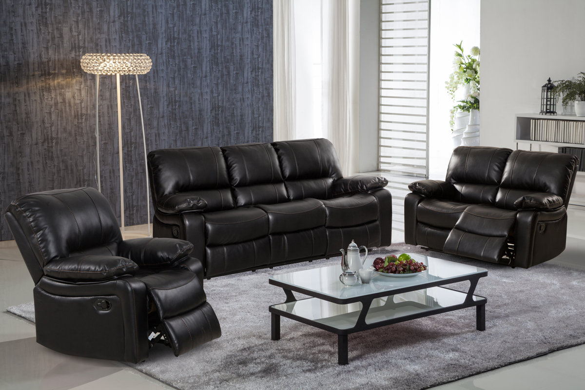 Living In Style Layla 3 Piece Leather Living Room Set 